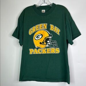 Vintage Trench Green Bay Packers Big Graphic Tshirt Size XL